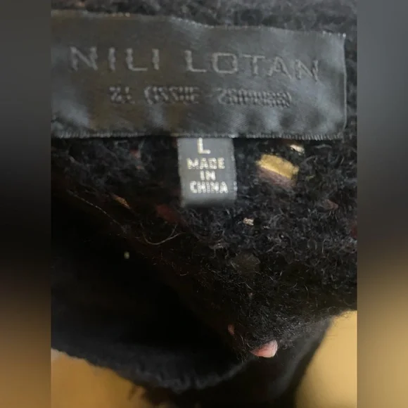 Nili Lotan Millie Black Open-Knit Alpaca & Silk See Through DesignerSweater